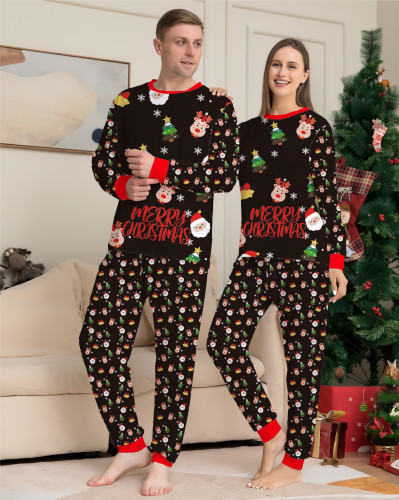 2023 Family Look Winter Santa Claus Print Family Matching Outfits Pajamas Set Christmas Moose Mother Daughter Sleepwear