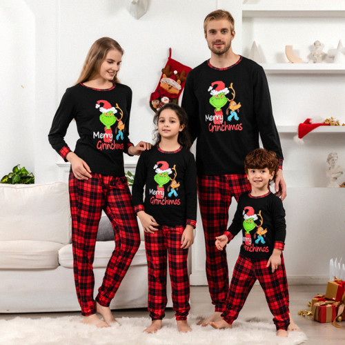 2022 Funny Christmas Family Matching Pajamas Sets Xmas Daddy Mommy and Me Pj's Clothes Plaid Father Mother Kids Pyjamas Outfits