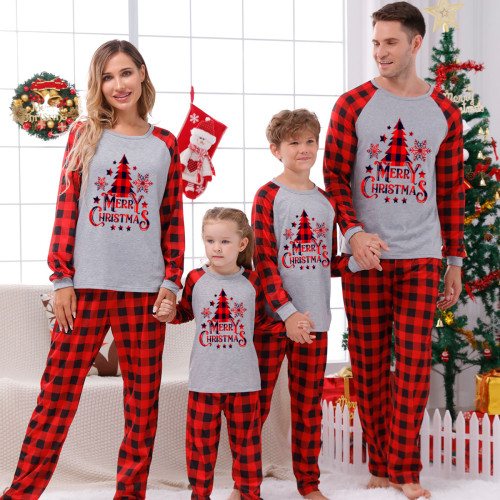 Christmas Family Matching Pajamas Plaid Father Mother Children & Baby's Sleepwear Mommy and Me Xmas Pajamas Clothes Tops+Pants