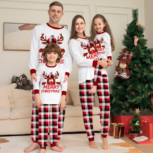 Family Matching Outfit Christmas Family Pajamas Dog Clothes Xmas Family Matching Pajamas Cute Deer Letter Print Adult Kid Baby