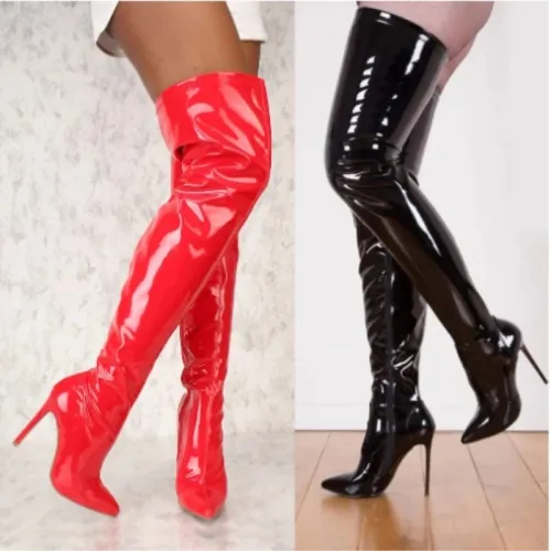 New boots Autumn and winter Thin knee length boots High heels women's boots Square head high boots