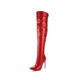 New boots Autumn and winter Thin knee length boots High heels women's boots Square head high boots