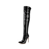 New boots Autumn and winter Thin knee length boots High heels women's boots Square head high boots