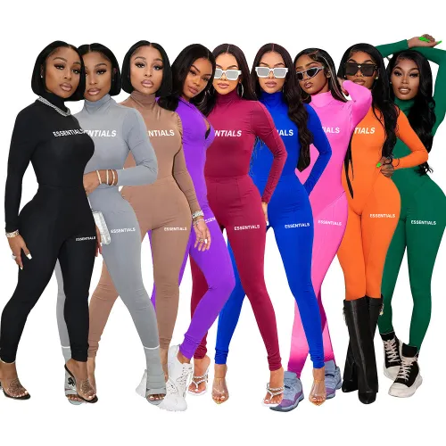 CM8645  Autumn and Winter ins New Sports Elastic Fabric Back and forth Bodysuit Two Piece Set