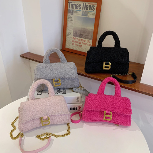 Bags Autumn and Winter Wool Bag Women New Bag Women's Hourglass Bag Fashion Premium Hand held Plush Bag