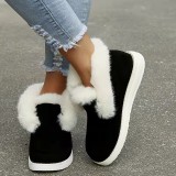 Women's cotton shoes autumn and winter new round head flat snow boots women's plush shoes