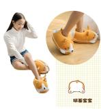 Keji Cotton Shoes Cute Chai Dog Flat Bottom Non slip Warm Bag Heel Cotton Slippers Cartoon Winter Home Slippers