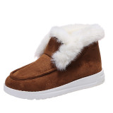 Women's cotton shoes autumn and winter new round head flat snow boots women's plush shoes