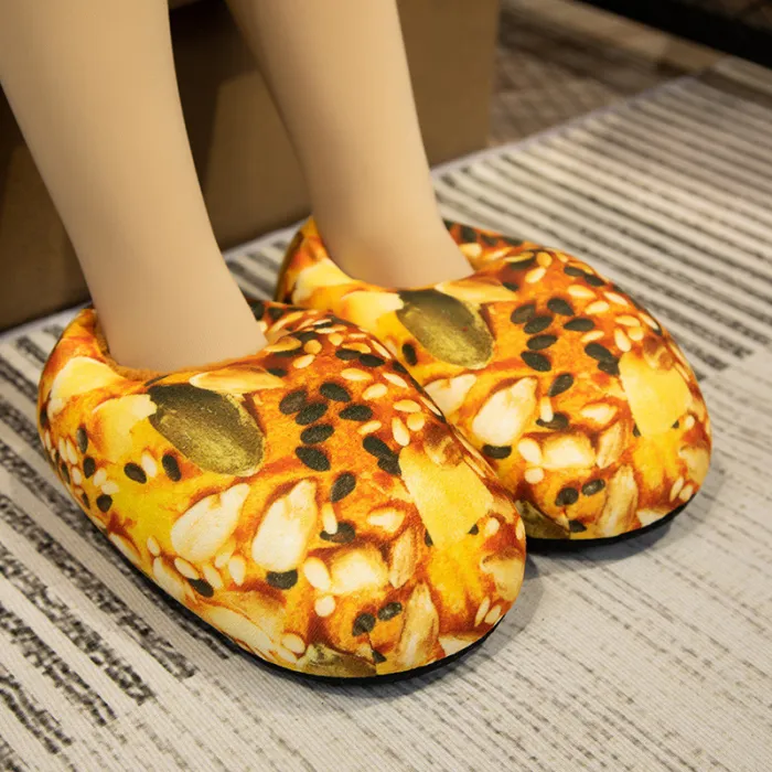 bread slippers Toast bread winter bread root loafer at home Women's cotton slippers Couple moon shoes