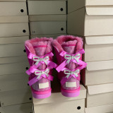 wool fur real crystal boots high quality Mom and me kids and women