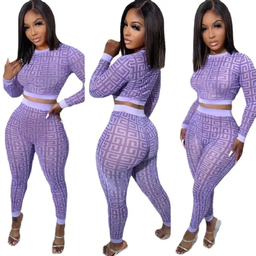 Y5237 Autumn and Winter Women's Fashion Trend Digital HD Printing Sexy Two Piece Set