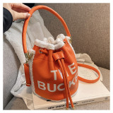 manufacturer direct sales lamb wool bucket bag printable women's shoulder bag