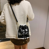 manufacturer direct sales lamb wool bucket bag printable women's shoulder bag