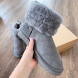 Women's Fluff Mini Quilted Boot Real Australian wool winter warm snow boots