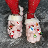 Women Winter Warm Cotton Bubble Slides with Christmas Charms Girl's Luxury Designer Bubble Slides
