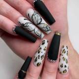 Naixi Nails OEM Ballerina press on Nails Leopard Pearl press on Nails artificial fingernails Art