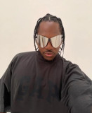 New Releases Futuristic Silver YZY Shades  Luxury Brand Designer Oversized One Piece Windproof Sunglasses gafas de sol