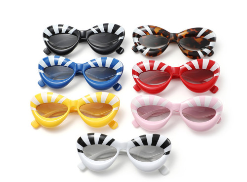 86627 Fashion Luxury Famous Brand Designer Inflated Cat eye Y2K Sunglasses Women Unique Trendy Zebra Hip Hop Sun Glasses