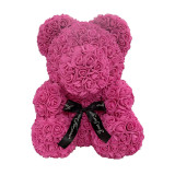 2023 valentines day gift new fancy color artificial PE foam 25CM preserved flower rose bear with heart with box gift