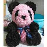 2023 valentines day gift new fancy color artificial PE foam 25CM preserved flower rose bear with heart with box gift