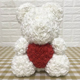 2023 valentines day gift new fancy color artificial PE foam 25CM preserved flower rose bear with heart with box gift