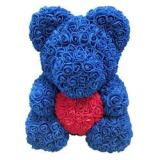 2023 valentines day gift new fancy color artificial PE foam 25CM preserved flower rose bear with heart with box gift