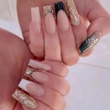 Luxury Bling High Quality Acrylic Design Wholesale Custom Press On Nails With Rhinestones And Autumn and winter nail flakes