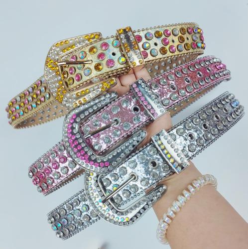 new model hot sale luxury designer rhinestone belts casual elegant crystal belt with boxes