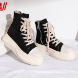 thick soled high top shoes for women new style inside high side zipper casual shoes sneakers