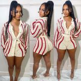 Casual Women Striped Sweater Two Piece Set Cardigan Coat + Pants Slim Bodycon Streetwear Clothes For Women Outfit