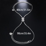 Hot Sale Silver Plated Camber Dollar Sign Rhinestone Chest Chain Body Jewelry Dollar Logo Breast Chest Support Chain For Women