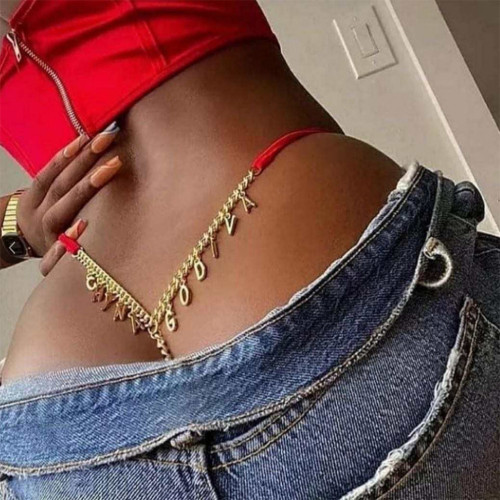 Customizable Nameplate Jewelry Sexy Thongs Pants Body Chain Custom Name Letters Stainless Steel Waist Belly Chains