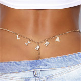 Amazon Hot Sale Sexy Rhinestone Crystal Letter Waist Chain Body Jewelry Bling Shiny 12 Zodiac Sign Thong Women Accessories