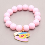 Popular Big Beads Bracelet Children Candy Color Pink Bead Bracelet Kids