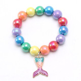 Mermaid Unicorn Rainbow Pendant Bracelet Charm Bead Bracelet for Kids Girl Friendship Bracelet Gift