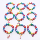 Mermaid Unicorn Rainbow Pendant Bracelet Charm Bead Bracelet for Kids Girl Friendship Bracelet Gift