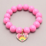 Popular Big Beads Bracelet Children Candy Color Pink Bead Bracelet Kids
