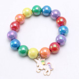 Mermaid Unicorn Rainbow Pendant Bracelet Charm Bead Bracelet for Kids Girl Friendship Bracelet Gift