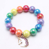 Mermaid Unicorn Rainbow Pendant Bracelet Charm Bead Bracelet for Kids Girl Friendship Bracelet Gift