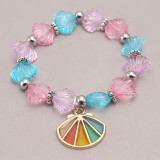 New Fashion Children Pearl Lovely Cartoon Unicorn Pink Color Little Girl Beaded Charm Bracelet For Kids