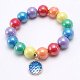 Mermaid Unicorn Rainbow Pendant Bracelet Charm Bead Bracelet for Kids Girl Friendship Bracelet Gift