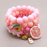 Popular Big Beads Bracelet Children Candy Color Pink Bead Bracelet Kids