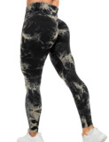 Cross-border seamless peach yoga tights for women tie-dyed, printed, high-waisted, hip lifting, sports, running and fitness pants