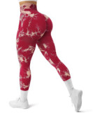 Cross-border seamless peach yoga tights for women tie-dyed, printed, high-waisted, hip lifting, sports, running and fitness pants