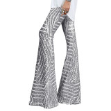 Sequin casual pants women's new European and American high-waisted loose straight leg trousers in the autumn of 2022 issued on behalf of 77221
