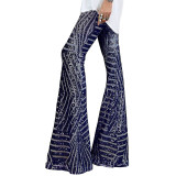 Sequin casual pants women's new European and American high-waisted loose straight leg trousers in the autumn of 2022 issued on behalf of 77221