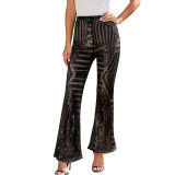 Sequin casual pants women's new European and American high-waisted loose straight leg trousers in the autumn of 2022 issued on behalf of 77221