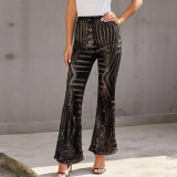 Sequin casual pants women's new European and American high-waisted loose straight leg trousers in the autumn of 2022 issued on behalf of 77221