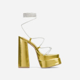 New high-heeled heels fashion rhinestone binding waterproof platform thick soled fashion shoes for women