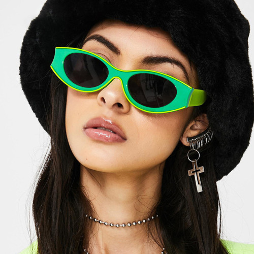 New fashion oval paint sunglasses European and American retro sunglasses personality street cat eye sunglasses